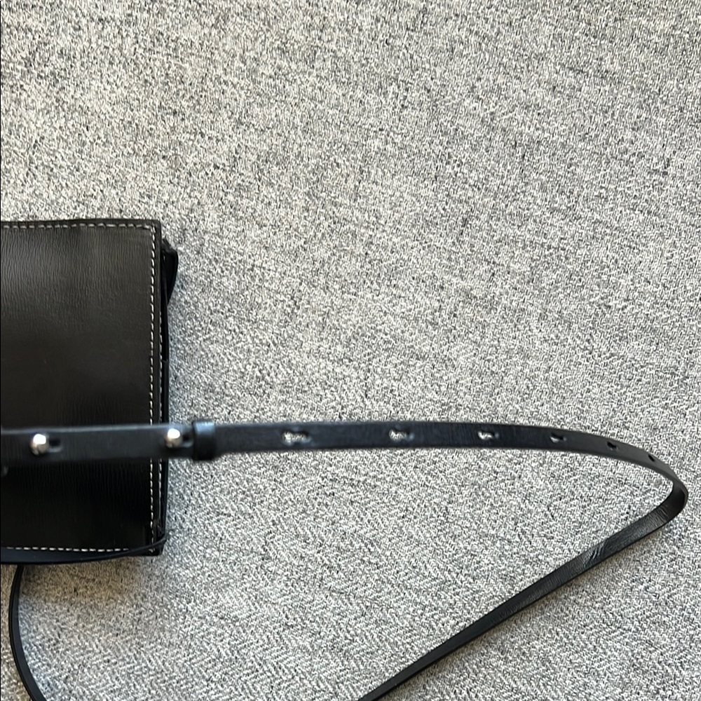 GANNI Black Recycled Leather Phone Bag with Crossbody Strap - Picture 7 of 15